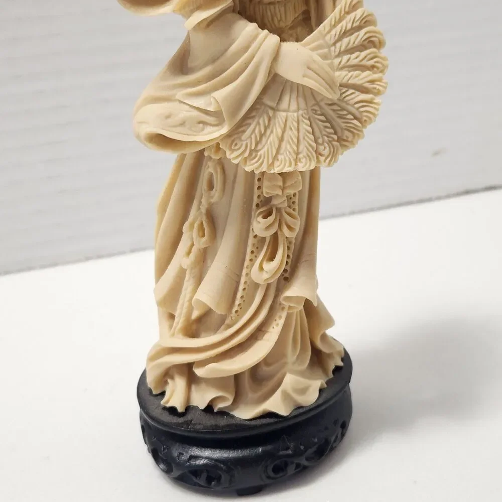 Set of 3 Chinese Resin Maiden Figurines Statues 7.5” Vintage